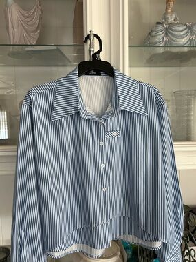 Striped Blue and White Button-Up